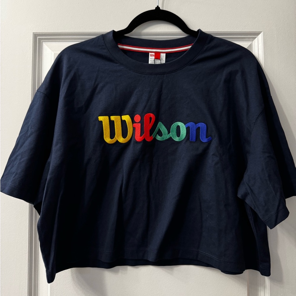 NEW Wilson Beverly Crop Tee in Rainbow Lettering (XL)